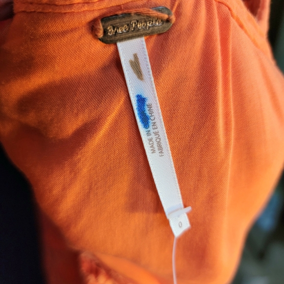 Free People Just Like Honey Coral Handkerchief Lace Overlay Midi Dress size 0 - Picture 10 of 16